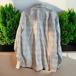 John W. Nordstrom Mens Size Large Button Front Cotton Shirt Brown Plaid